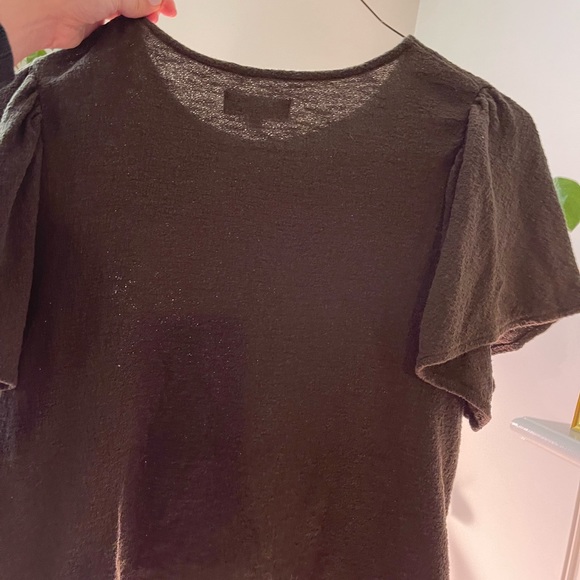 Madewell Flutter Sleeve Green Blouse Top, Texture and Thread, EUC size L - Picture 6 of 7